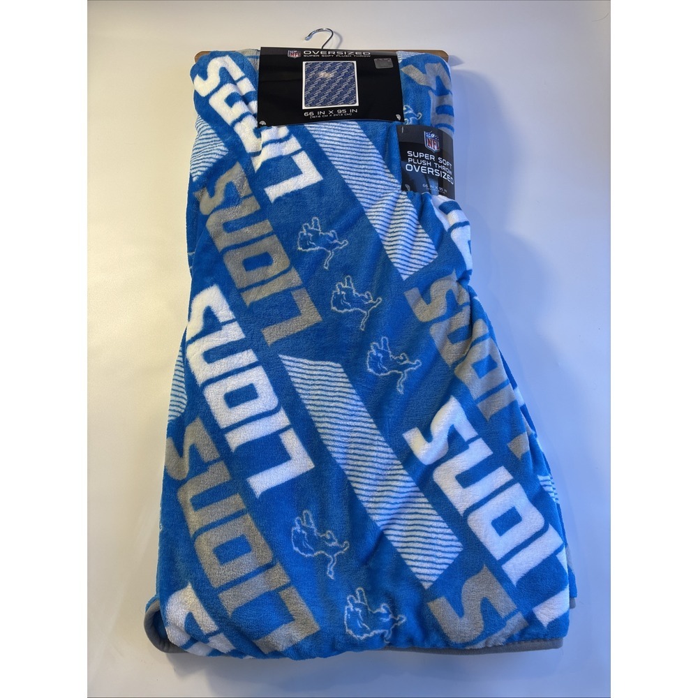 Detroit Lions NFL Team  Licensed Oversized Plush Throw 66*95‎ Inches Fleece - Picture 2 of 5